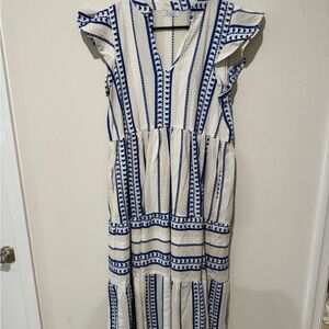 Blue and White Patterned Dress
